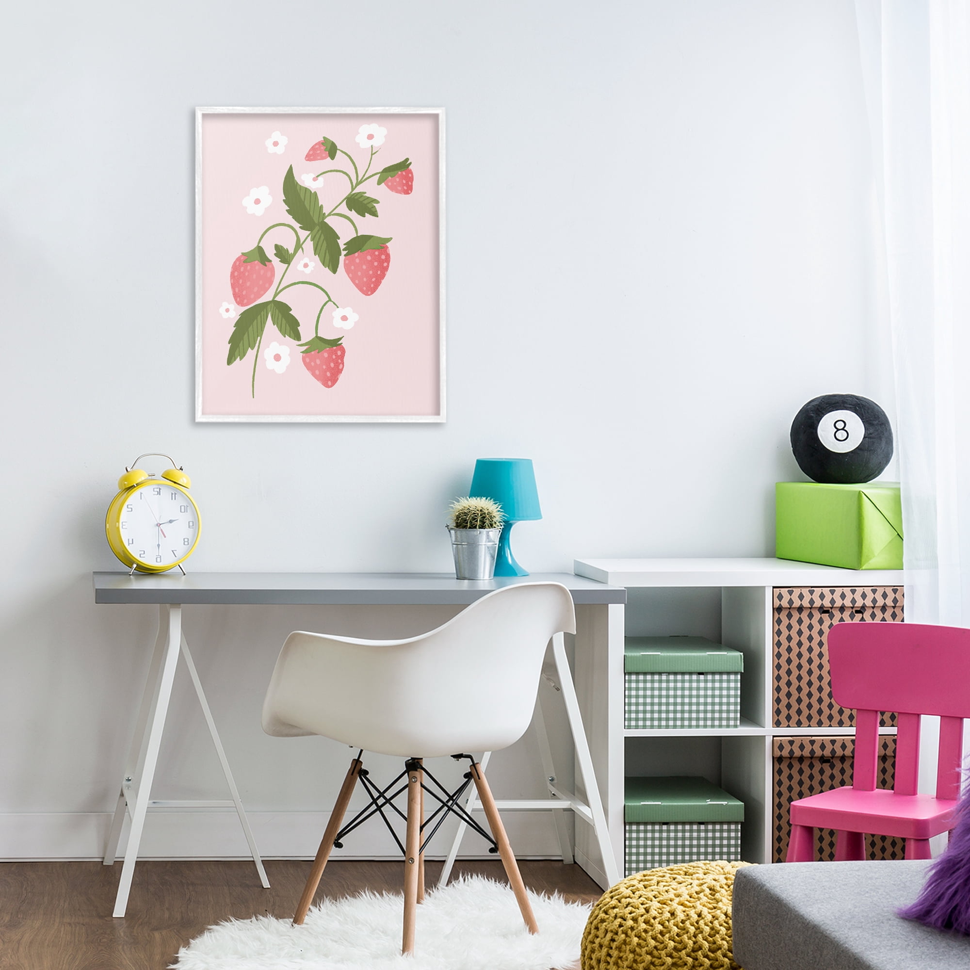 Stupell Industries Pastel Strawberries Branch White Framed Giclee Art, design by Paige Sredenschek