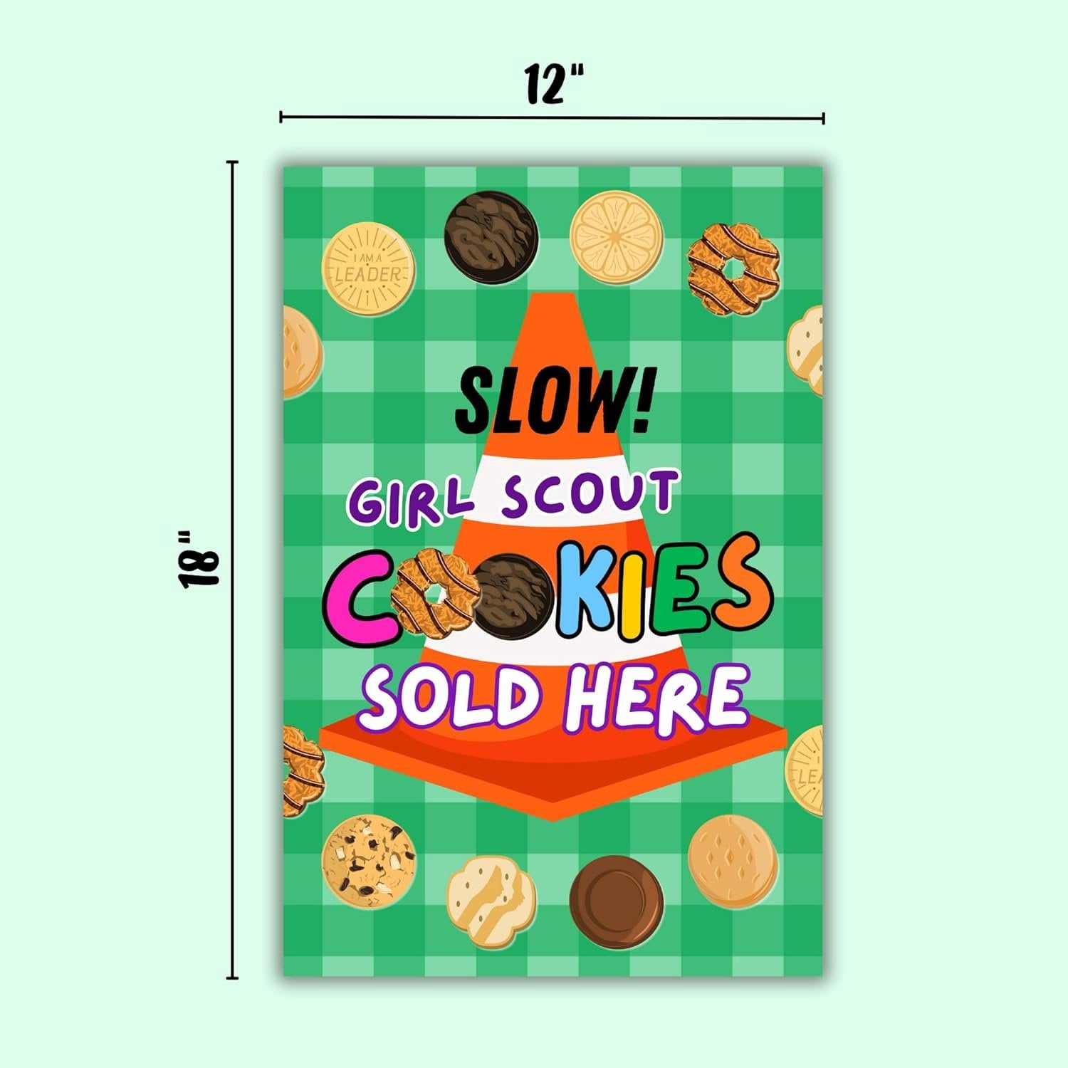 Stop Scout Cookies Sold Here  3 Pack, 12x18 Mixed Colors Outdoor Yard Sign Hold Up at Booth Traffic To Buy Girl Cookies Troop Leader and Number Reorder Sales Goal
