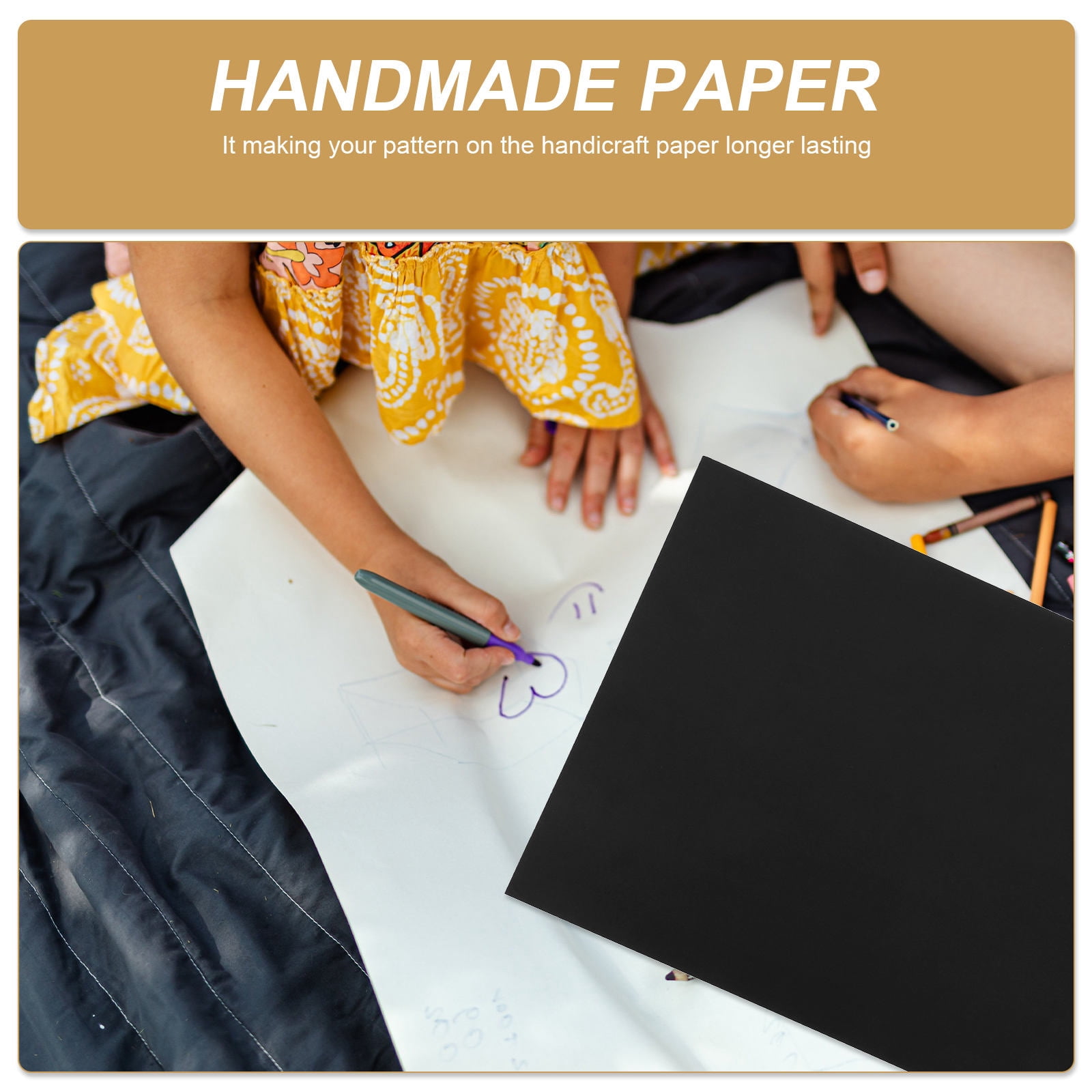 WHAMVOX Black Paper Card for DIY Crafts and Origami Made from Quality Paper 50 Sheets A3 Size