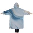 thumbnail image 2 of Oversized Wearable Blanket Hoodie,Blue Marble Gold Line Pattern Sherpa Blanket Hoodie with Super Pockets,Super Warm Fuzzy Pullover for Women & Men, 2 of 6