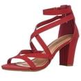 thumbnail image 5 of Women's Ankle Strap Open Toe Chunky High Heel Cross Strap Sandals Dress Shoes RED 6.5, 5 of 5