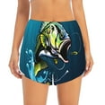 thumbnail image 2 of Rateoe Big bass fish1 Printed 2 in 1 Women's Workout Shorts for Athletic Gym Running Shorts with Phone Pockets-Small, 2 of 7