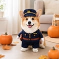 thumbnail image 6 of Funny Pilot Dog Costume, Standing Pet Uniform Outfit with Hat, Navy Blue Captain Suit with Belt Bag, Party Cosplay Apparel, for Small Medium Dogs Puppies Cats Photo Prop, 6 of 7