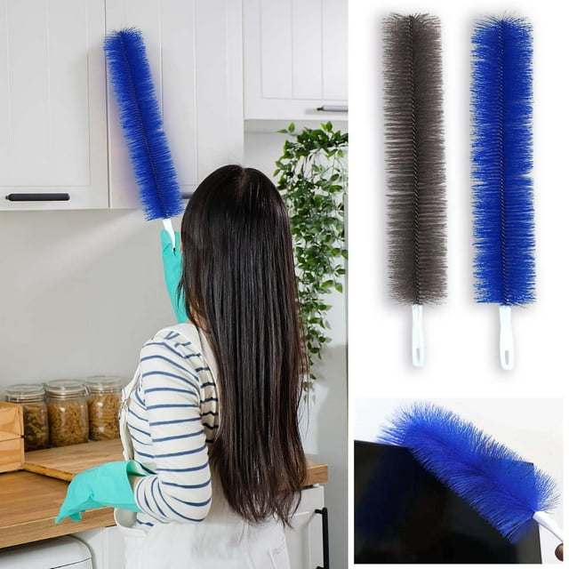 Xihbxyly Cepillo para Limpiar Ventiladores, Diseño Flexible para Fácil Acceso, Fibra Ultrafina para Eliminar El Polvo, Limpieza de Sofás y Ventiladores, Herramienta Eficiente para El Hogar, Azul/Gris
