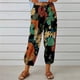 thumbnail image 2 of Pantalones de pierna ancha para mujer Pantalones cortos con estampado floral y cintura elástica con cierre de cordón y puños ceñidos, 2 of 6