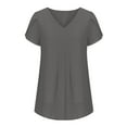 thumbnail image 4 of UYISJ Short Sleeve Tops for Women Chiffon Shirts V Neck Petal Sleeve Blouse Pleated Front Loose Fit Hide Tummy Flowy Tunic Tops Casual Dressy Elegant Summer Tops Gray XXL, 4 of 6