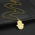 thumbnail image 4 of Fatima's Hand Lotus Pendant Necklace Stainless Steel Amulet Jewelry Gift, 4 of 9
