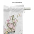 thumbnail image 5 of Floral Spring Linen Curtain Valance for Bedroom/Bathroom/Kitchen/Office/Living/Dining Room Windows,Plant Botanical Flower Eucalypus Vase Rod Pocket Topper Drapes Decorative Cafe Drapery Panel 60x18, 5 of 6