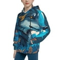 thumbnail image 2 of Lsque Blue Iceberg Leaf Wolf Patten Youth Hoodie Sweatshirt Pullover with Kangaroo Pocket Boys and Girls Hoodie Warm Hoodie for Kids-Large, 2 of 6