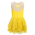 thumbnail image 2 of LiiYii Kids Girls Shiny Rhinestone Sleeveless Tiered Ruffle Figure Skating Dance Dress Ballet Tulle Yellow 4, 2 of 5
