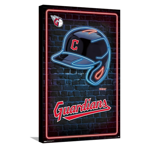 MLB Cleveland Guardians - Neon Helmet 23 Canvas Wall Poster, 14.725" x 22.375"
