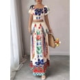 thumbnail image 4 of Women Printed Skirt Outfits Floral Halter Crop Top A Line Maxi Skirt Casual Going Out Sets Flower Color S, 4 of 10