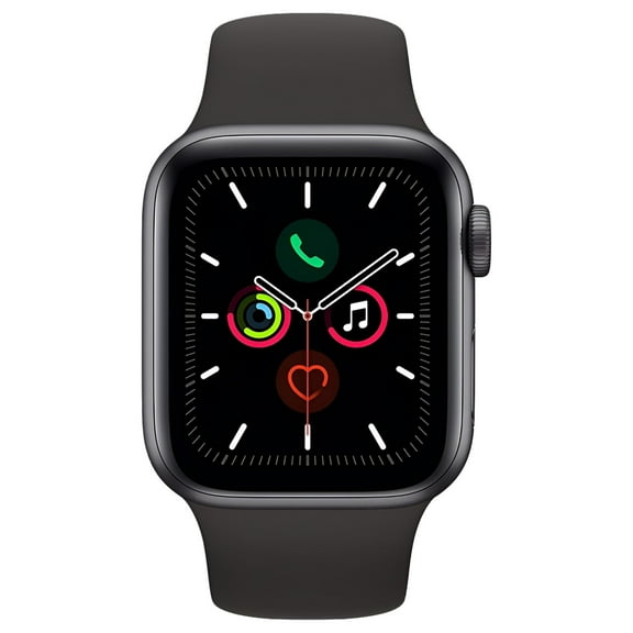 Restored Apple Watch Series 5 (GPS, 44MM) Space Gray Case Black Sport Band (Refurbished)