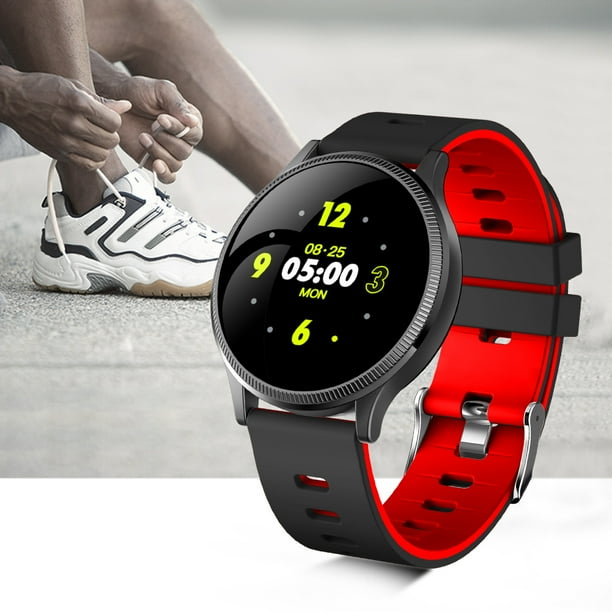 Reloj deportivo inteligente MK08 con control del ritmo cardiaco presion arterial y sueno pulsera con correa roja Walmart en linea
