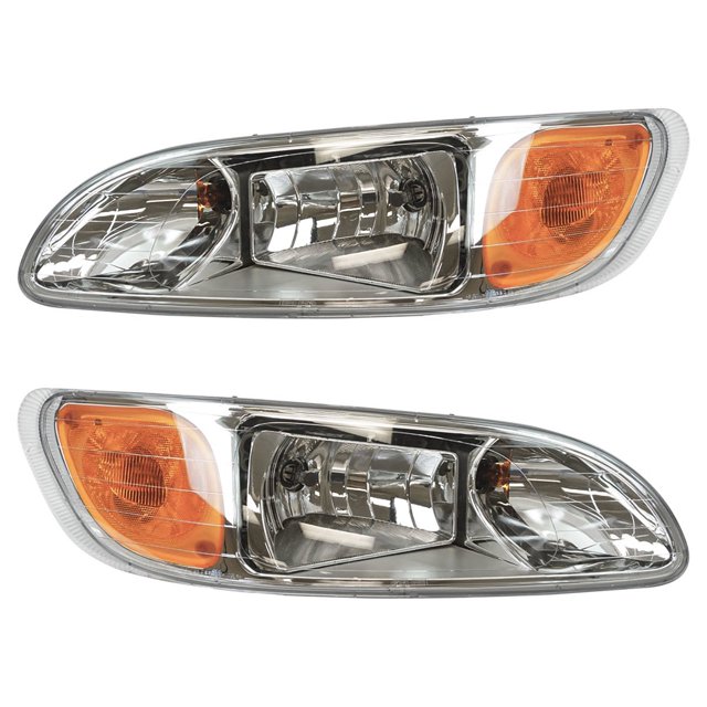 AM Autoparts Halogen Headlight Lamp Assembly LH RH Kit Pair Compatible With Peterbilt Truck