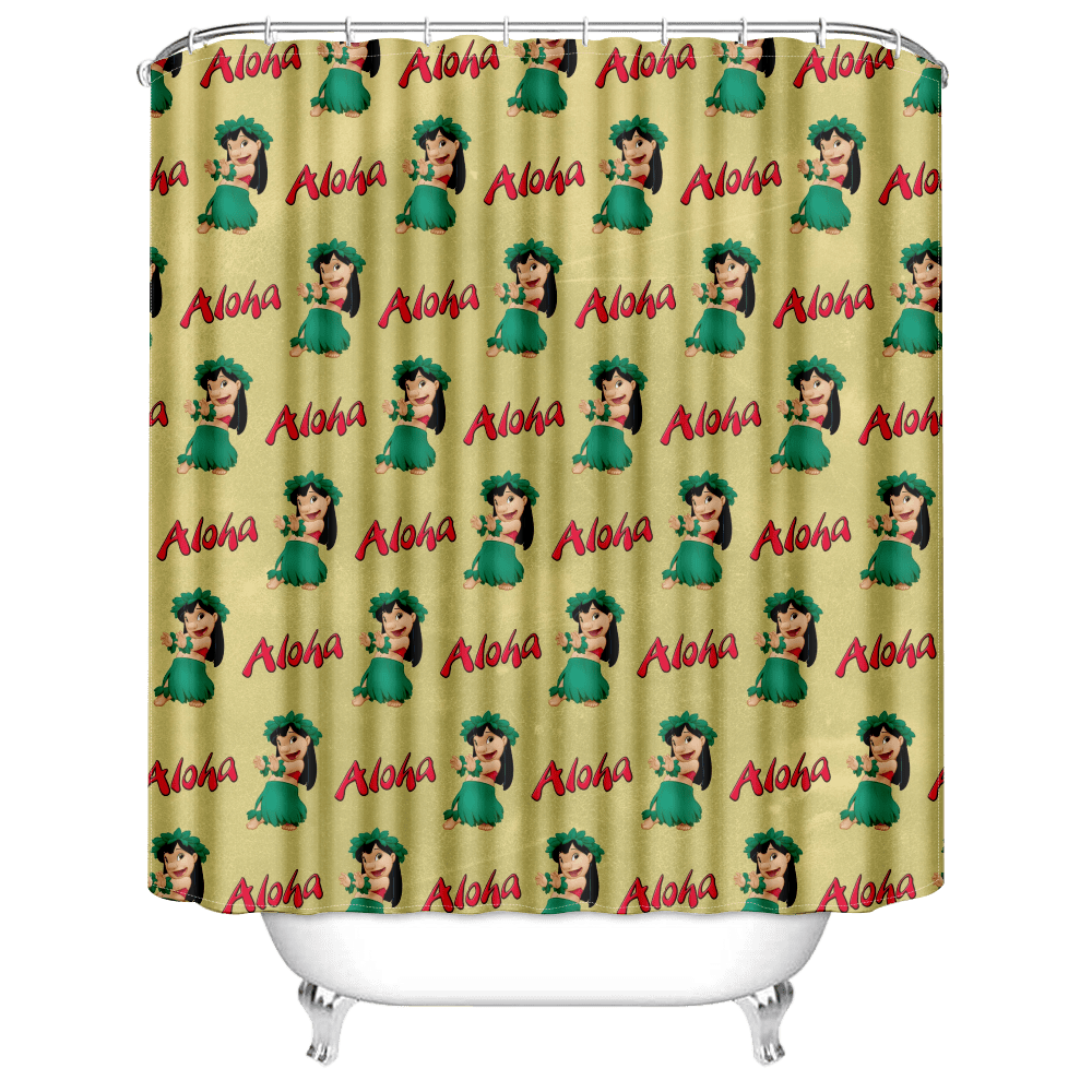 Stitch theme Polyester Fabric Shower Curtain Quick dryingShower Stall