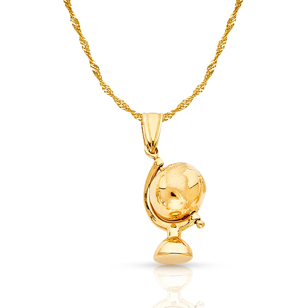 The World Jewelry Center 14k Yellow Gold Religious Baptism Pendant with 1mm Snail Link Chain Necklace