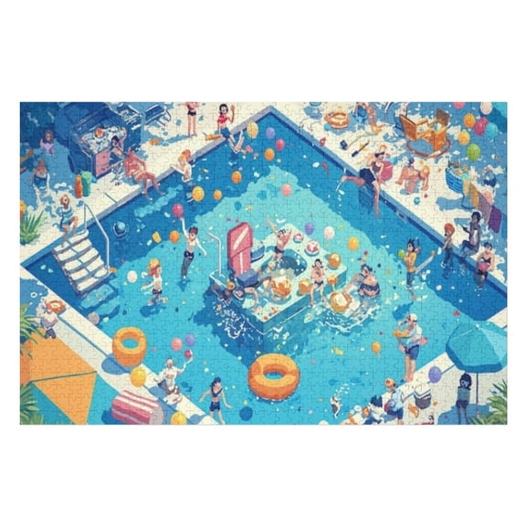 Puzzles for Adults 300 Pieces - Pool Party Funny Challenging Puzzle Brain Teaser Activity Perfect for Game Nights