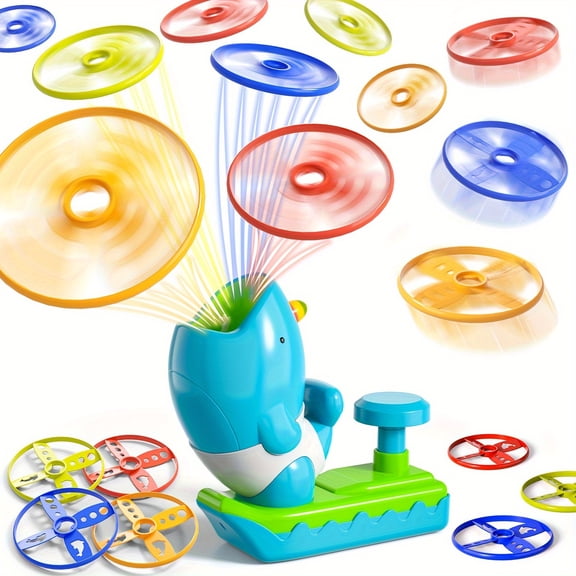 Outdoor Game Toys for Kids Ages 3-8, 12 PCS Flying Disc, Flying Disc Launcher Outdoor Outside Toys Gifts for Boys Kids, Ideas Outside Outdoor Toys for Kids Boys Ages 3-5 6-8 4-8