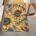 thumbnail image 2 of SKYSONIC Bathroom Rug Toiletry Mat Set, 2 pack Yellow Vintage Sunflower Print, Fluffy Plush Absorbent Bath Rugs Carpet for Bathroom Floor Toilet Tub and Shower,23.6"x15.7"+17.3"x13.4", 2 of 7