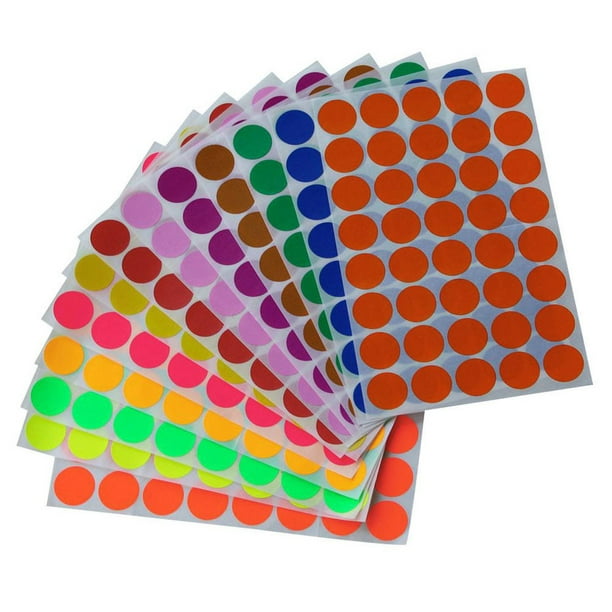 Colored dots stickers 3/4 inch, 13 Colors Sticker Dot 19mm 3/4 inch, 520  Pack by Royal Green