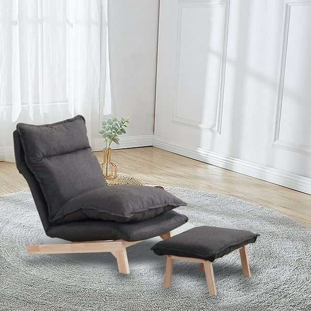 Sillón reclinable con reposapiés, silla de ocio, asientos en el suelo, sofá perezoso ajustable, sillón con otomana para balcón, dormitorio, Tatami Gris