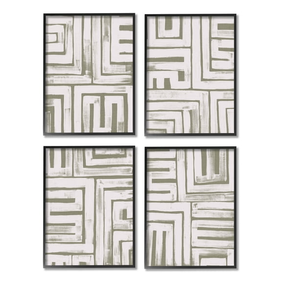 Stupell Industries Abstract Geometric Shapes Arrangement Graphic Art Black Framed Art Print Wall Art, Set of 4, Design by June Erica Vess