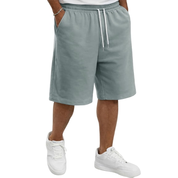 VV AVEORS Men'S Wide Leg Bermuda Shorts Casual Knee Length Baggy Shorts Oversized Y2K Casual Athletic Short With Pockets Gray 5XL