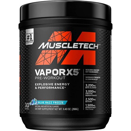 Pre Workout Powder | MuscleTech Vapor X5 | Pre Workout Powder for Men & Women | PreWorkout Energy Powder Drink Mix | Sports Nutrition Pre-Workout Products | Blue Raspberry (30 Servings)-Package Varies