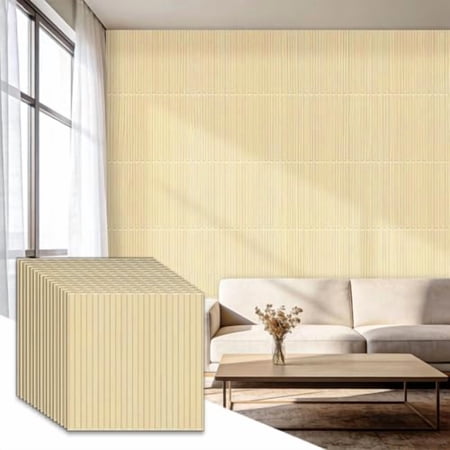 16-Pack PVC Slat Wall Panels for Interior Wall Decor, 19.7 x 19.7in 3D Fluted Panels, Cuttable Drop Ceiling Tiles for Bathroom, Studio and TV Background, Water-Proof & Renter-Friendly(Oak)