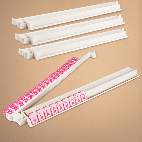 Complete Set of 4 White Acrylic Racks with Tile Pushers for American Mahjong