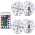 thumbnail image 1 of 4 Pcs Pool Lighting Underwater Magnetic Waterproof Underwater Light 13 LEDs RGB Colour Changing Underwater LED with RF Remote Control for Vase Base, Pond, Aquarium, Interior Decoration, 1 of 9