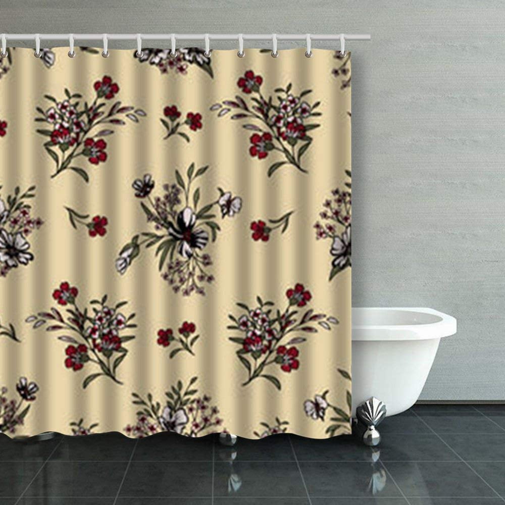 BPBOP Seamless Floral Pattern Flower Texture Shower Curtains Bathroom ...