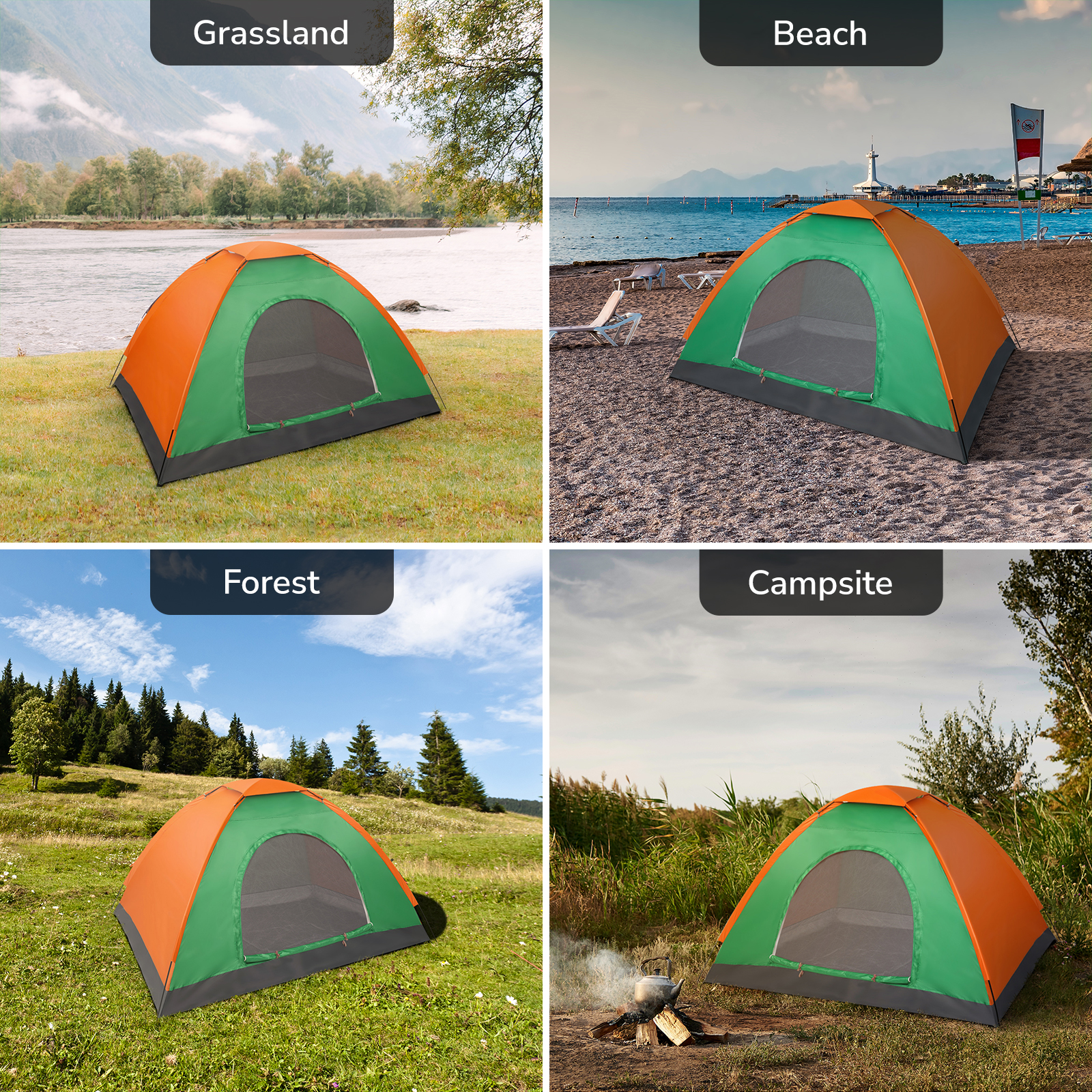 Zimtown All Season Single Person Oxford Fabric Instant Tent, Orange & Green