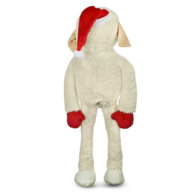 Multipet Holiday Super-Sized Plush Lamb Chop with Santa Hat, 3