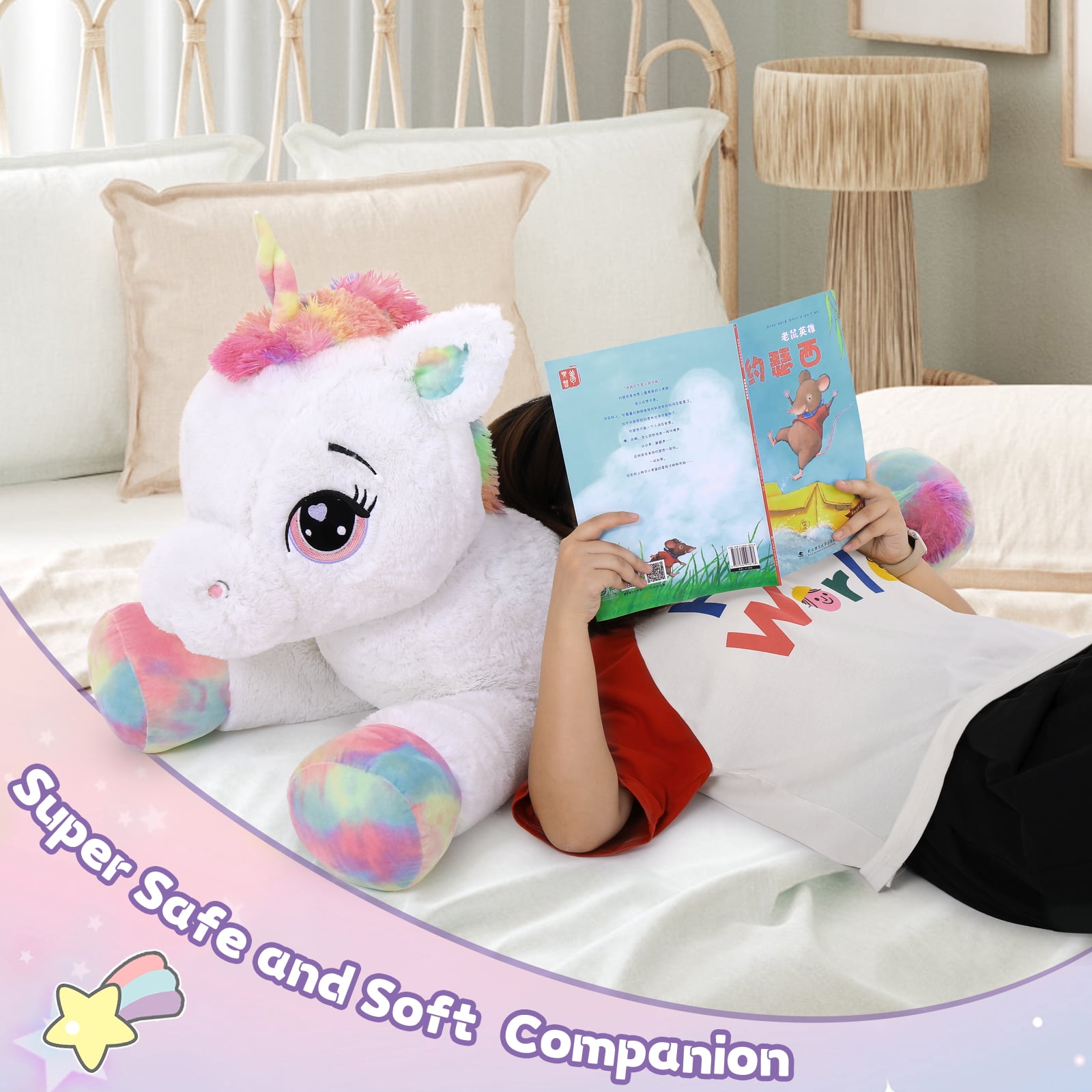 MaoGoLan 43'' Giant Unicorn Stuffed Animal Cute White Unicorn Plush Toy