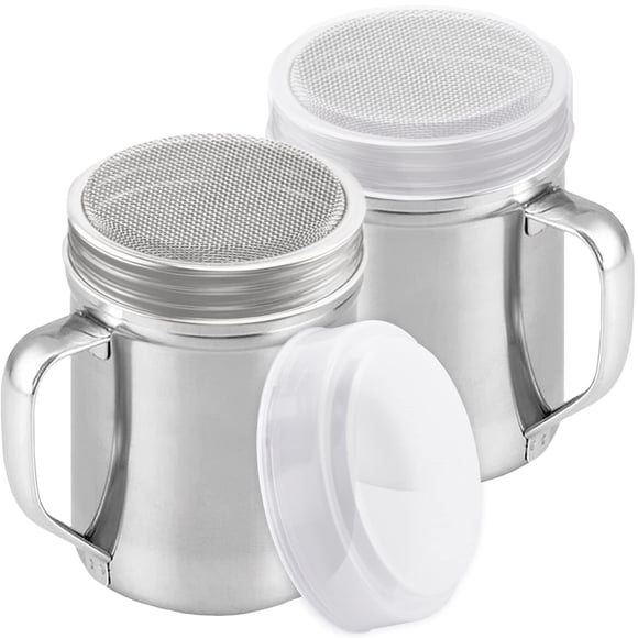 CUSINIUM Doseur pour Sucre en Poudre - avec Poignée - Doseur à Cannelle pour Bar à Café - Trempe à Mailles Fines - 6 Onces, Lot de 2 / Style : Fin