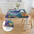thumbnail image 2 of Awypu Butterfly Flowers Blue Bird Square Tablecloth Outdoor Fitted 100% Polyester Fiber 52*52, 2 of 8