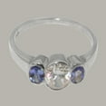 thumbnail image 5 of LBG British Made 10k White Gold Cubic Zirconia & Real Genuine Tanzanite Womens Promise Ring - 33 size options - Size 8.25, 5 of 6
