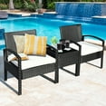 thumbnail image 3 of Gymax 3PCS Patio Rattan Furniture Set Conversation Sofa Cushioned Coffee Table Garden, 3 of 10