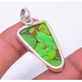 thumbnail image 2 of Copper Green Turquoise - Arizona Gemstone 925 Silver Plated Pendant 1.76" A390, Valentine's Day Gift, Birthday Gift, Beautiful Jewelry For Woman, 2 of 2
