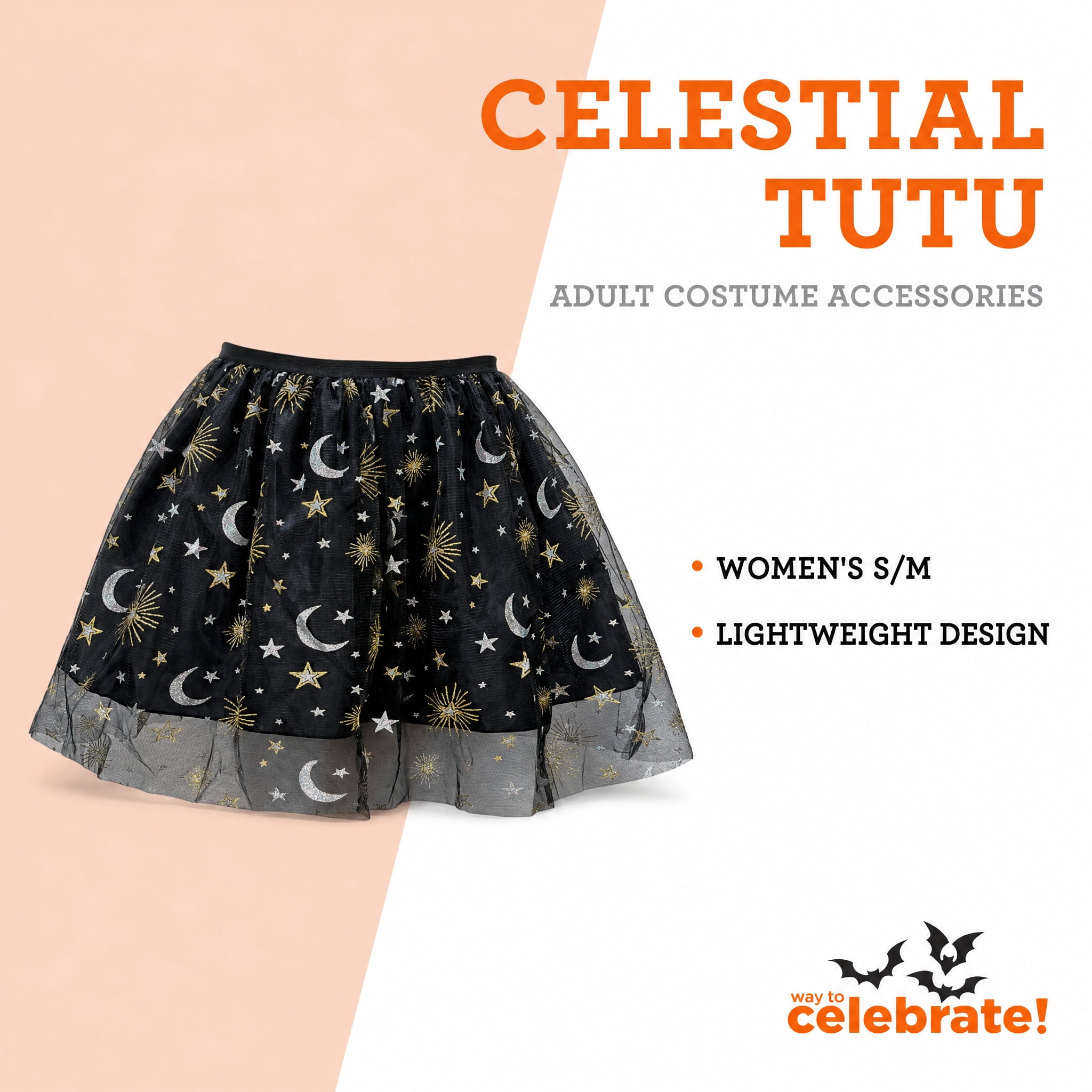 Celestial Tutu Costume Accessory for Adults, Multicolor, S/M, Halloween by Way To Celebrate