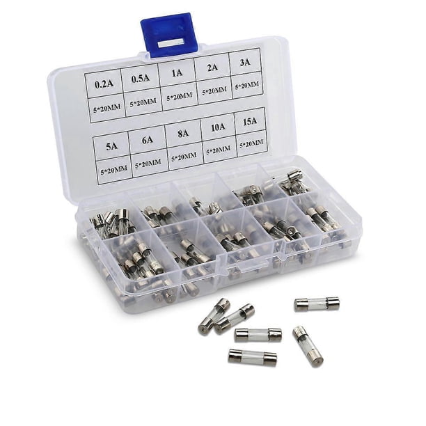 Foxnovo 100pcs 5*20mm 10 Values Fast-blow Glass Fuses Quick Blow Car Glass Tube Fuses Assorted Kit Amp 0.2A / 0.5A / 1A / 2A / 3A/ 5A / 6A / 8A / 10A