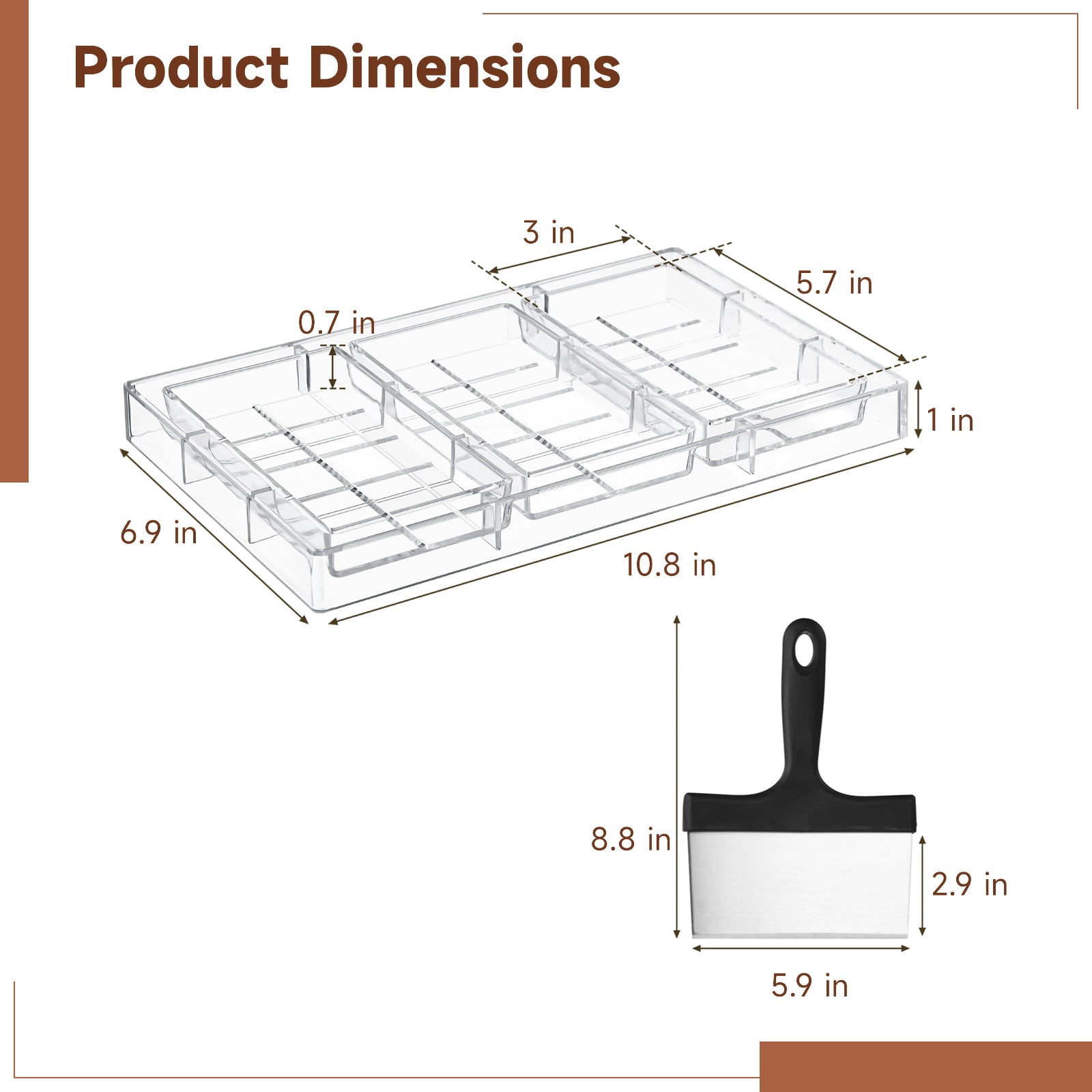 Chocolate Mold for Dubai Chocolates, 3-Cavity Deep Filled PS Mold with Spatula, Break Apart Chocolate Bar Mold, Nonstick Easy Release Candy Mold for Energy Bar, Soap