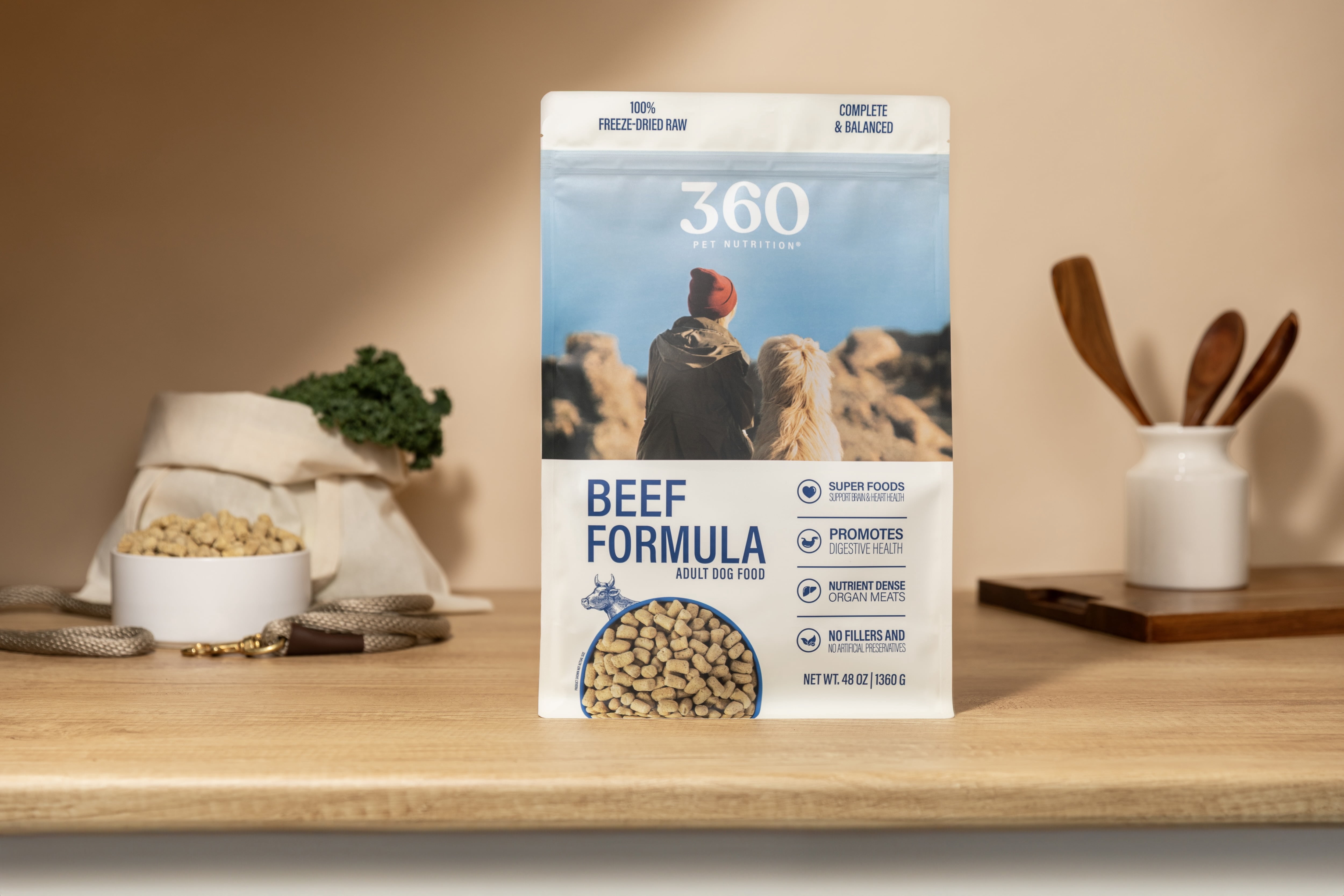 360 Pet Nutrition Beef Flavor Freeze Dried Dog Food, 5 oz. Bag