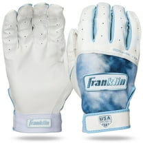 Franklin Sports USA Softball Women's Softball Batting Gloves - Classic X Fastpitch   Slowpitch Softball Girls Batting Gloves - Youth Girls Batting Glove Pair - White   Blue - Youth Small