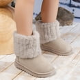 thumbnail image 4 of Girls Platform Snow Boots Plush Fold Over Casual Suede Round Toe Chunky Soft Sole Pull on High Top Winter Ankle Booties 12.5 Little Kid Khaki, 4 of 7
