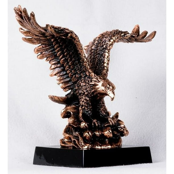 8 Inch Copper Bald Eagle Holding Snake In Talons Decorative Statue