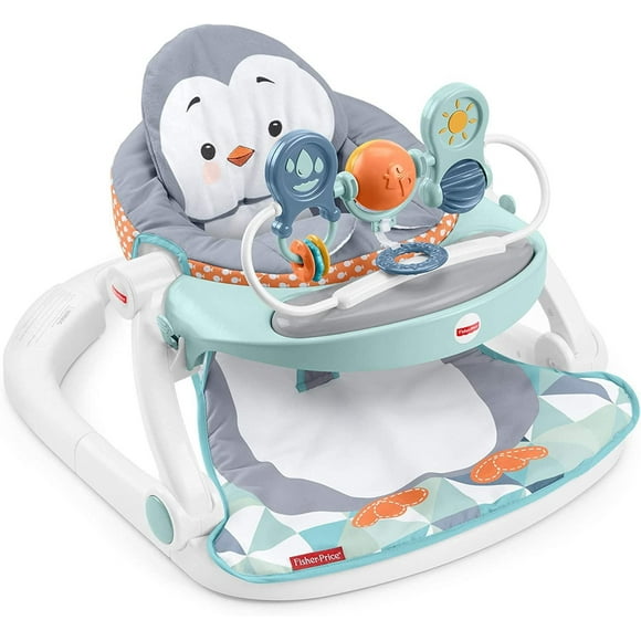 Fisher-Price Sit-Me-Up Floor Seat Portable Baby Chair with Snack Tray & Toys, Penguin Island