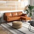 thumbnail image 2 of HOMCOM Sectional Sofa, L-Shaped, with Footstool, Faux Leather, Brown, 2 of 10